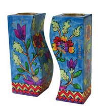 Load image into Gallery viewer, Yair Emanuel Floral Fitted Candlesticks for Shabbat, Holidays, and Home Decor comes with or without Candles