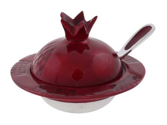 Glossed Pomegranate Honey Dish - Red