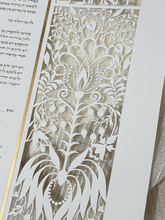 Load image into Gallery viewer, Blue Silk Love Song Papercut Ketubah