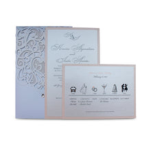 Load image into Gallery viewer, White Shimmer Laser Cut Wedding Invitation