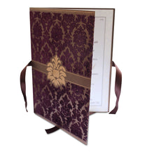 Load image into Gallery viewer, Brown and Shimmer and Burgundy Flock Wedding Invitation