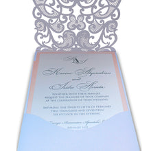 Load image into Gallery viewer, White Shimmer Laser Cut Wedding Invitation