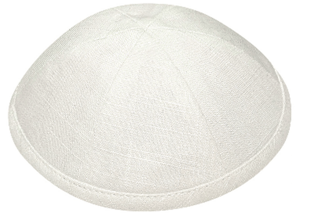 Ivory Linen Kippah Jewish Skull Cap with Personalization and complimentary clips, Set of 12