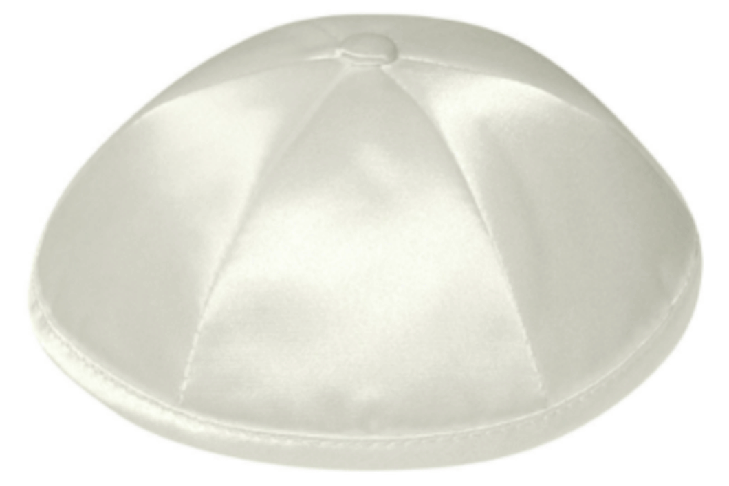 Ivory Satin Kippah Skull Cap with Personalization and complimentary clips, Set of 12