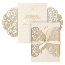 Load image into Gallery viewer, Wrapped in Roses Laser Cut Wedding Invitation