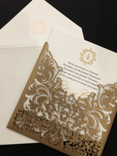 Load image into Gallery viewer, Gold Laser Cut Beauty Wedding Invitation