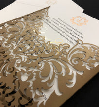 Load image into Gallery viewer, Gold Laser Cut Beauty Wedding Invitation