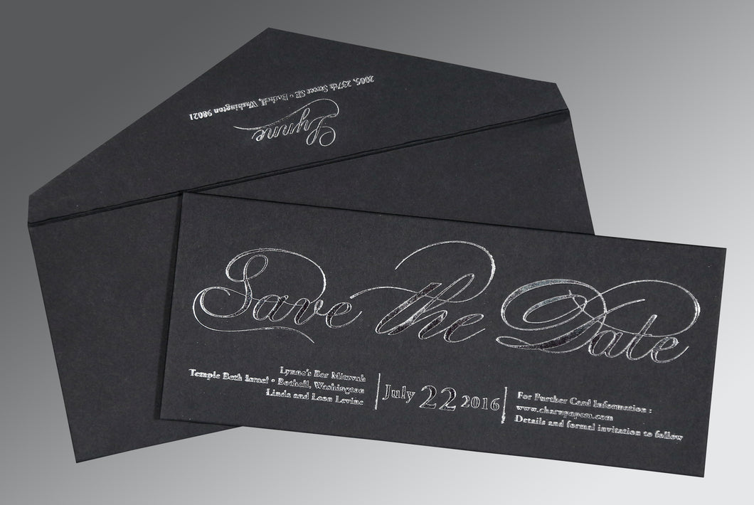 Black and White Themed Bar or Bat Mitzvah Save the Date Invitation