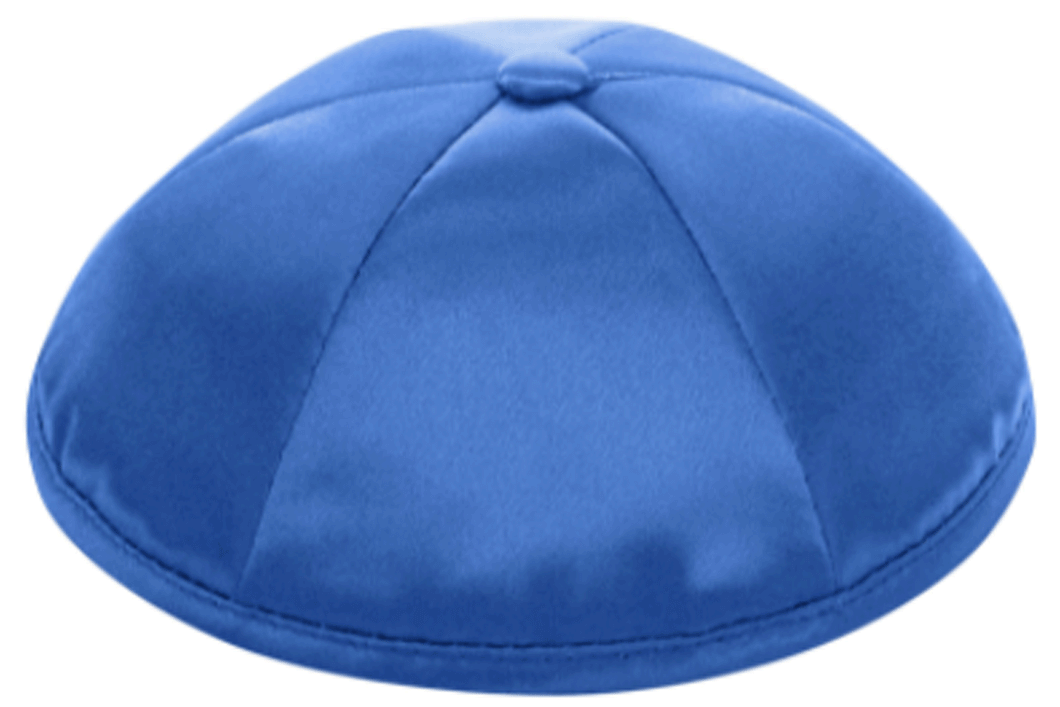 Royal Blue Satin Kippah Skull Cap with Personalization and complimentary clips, Set of 12