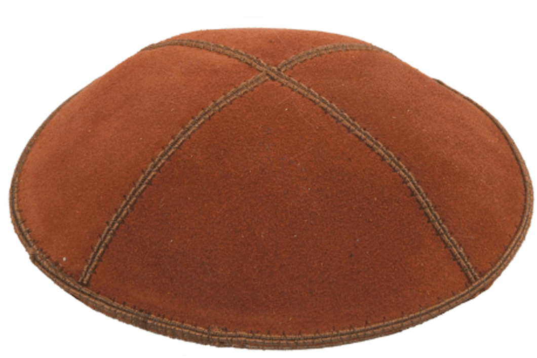 Rust Suede Kippah, Jewish Skull Cap, with Personalization, Set of 12