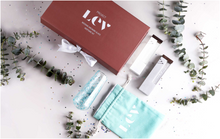 Load image into Gallery viewer, Modern Wedding Breaking Glass & Mezuzah Case Keepsake Kit - Light Gray with Aqua Blue by Project Lev