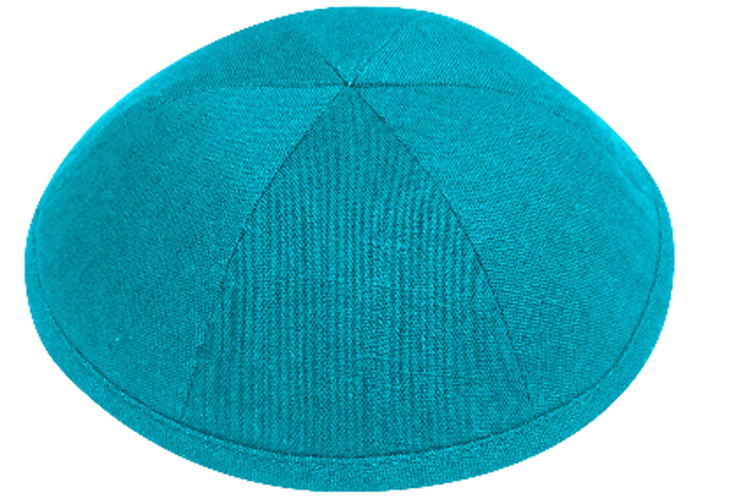 Turquoise Linen Kippah Jewish Skull Cap with Personalization and complimentary clips, Set of 12