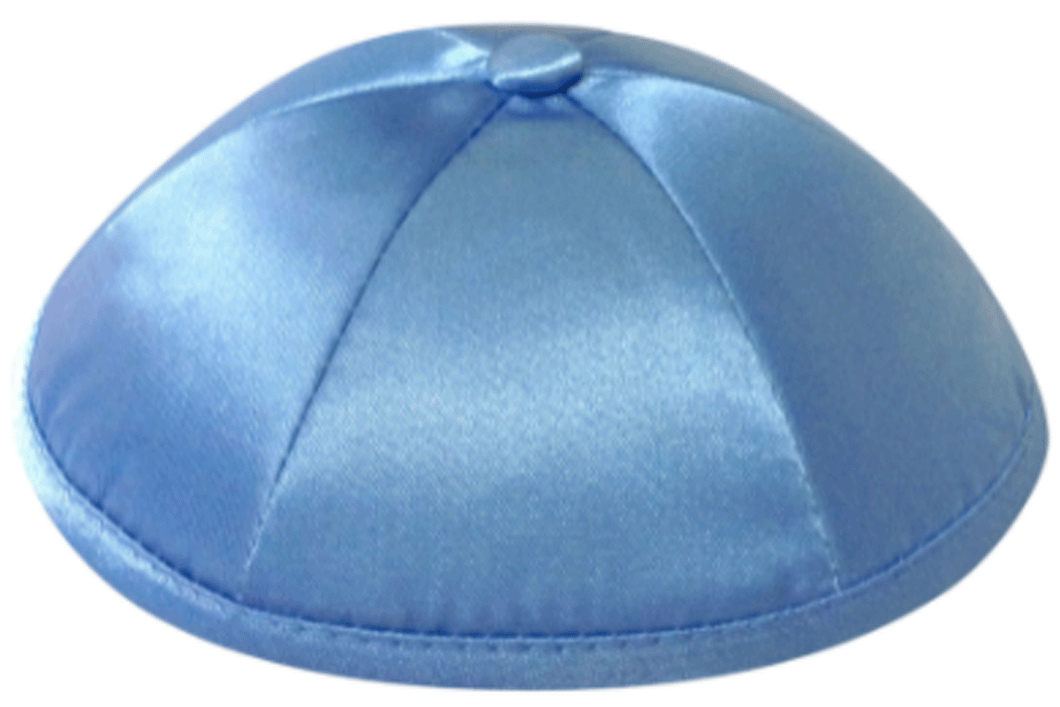 Wedge Blue Satin Kippah Skull Cap with Personalization and complimentary clips, Set of 12