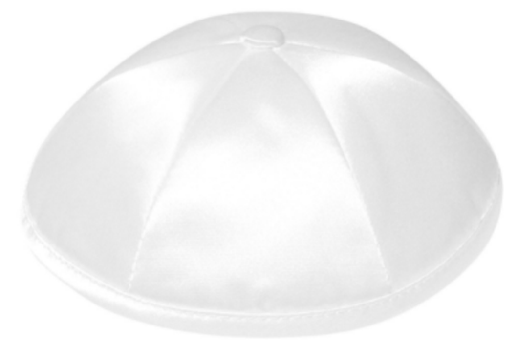 White Satin Kippah Skull Cap with Personalization and complimentary clips, Set of 12