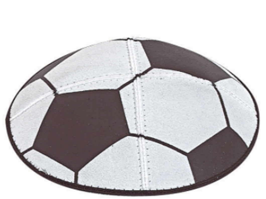 Soccer Sports Leather Kippah Jewish Skull Cap with Personalization, Set of 12