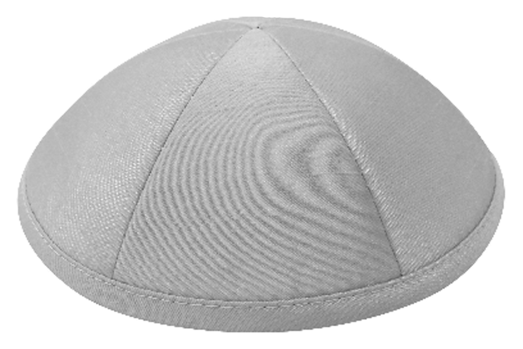 Light Gray Raw Silk Kippah Jewish Skull Cap with Personalization and complimentary clips, Set of 12