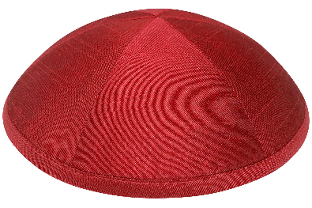 Red Raw Silk Kippah Jewish Skull Cap with Personalization and complimentary clips, Set of 12