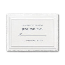 Load image into Gallery viewer, Stylish Feather Deckle Wedding RSVP Set
