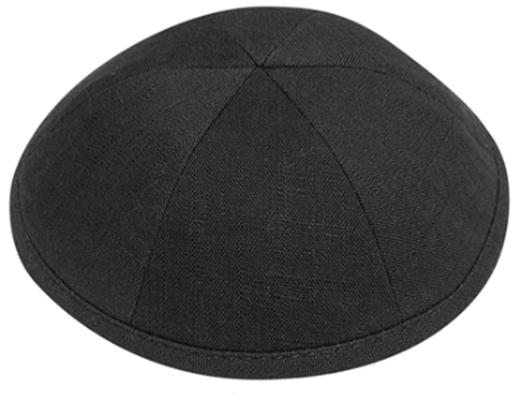 Black Linen Kippah Jewish Skull Cap with Personalization and complimentary clips, Set of 12