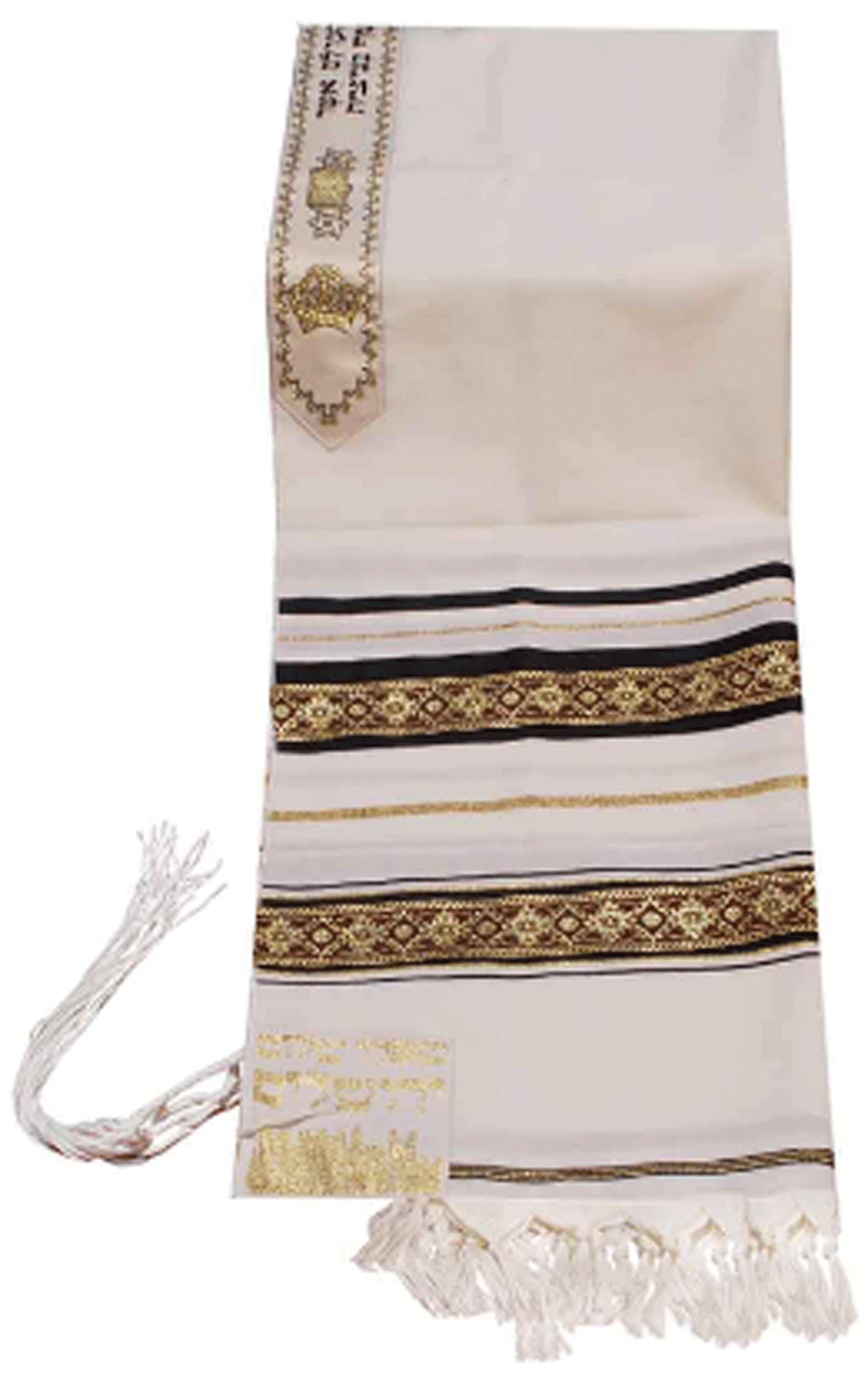 100% Wool Black and Gold Tallit