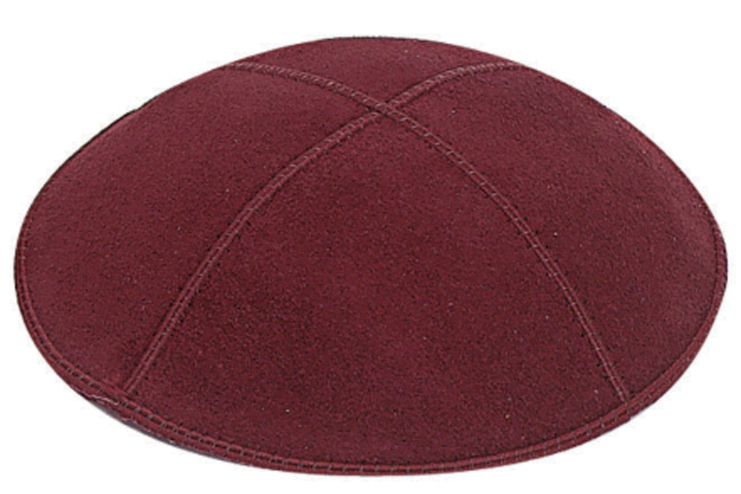 Burgundy Suede Kippah, Jewish Skull Cap, with Personalization, Set of 12