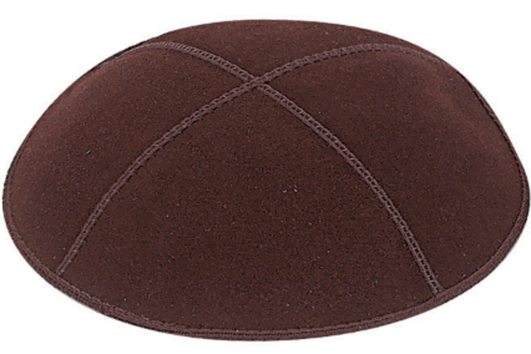 Dark Brown Suede Kippah, Jewish Skull Cap, with Personalization, Set of 12