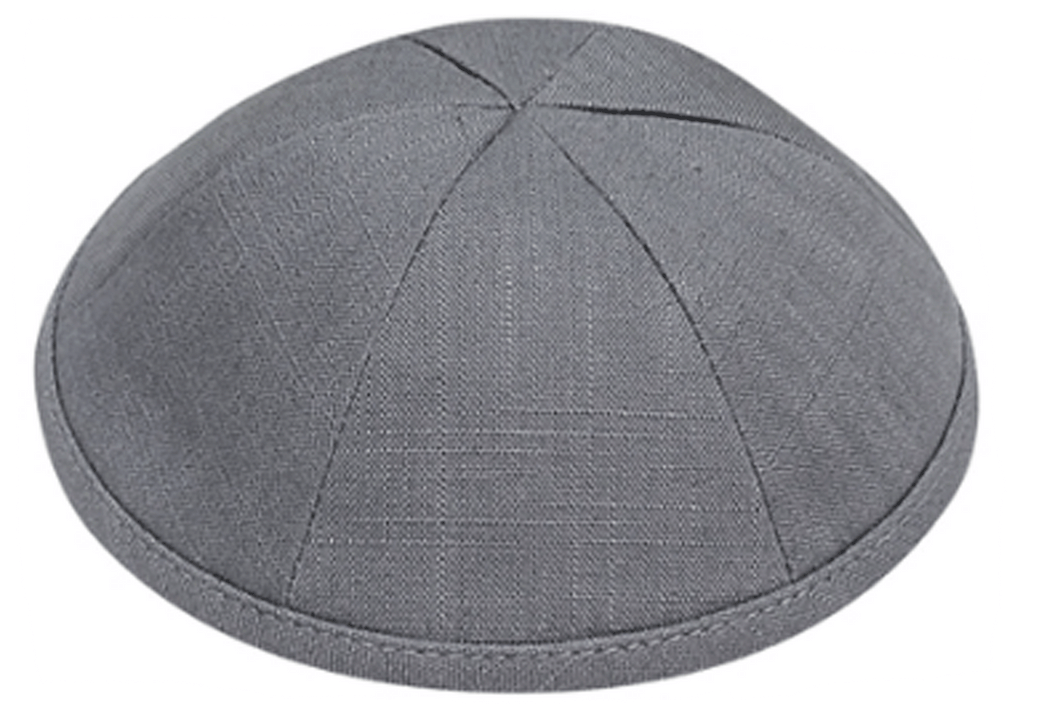 Dark Gray Linen Kippah Jewish Skull Cap with Personalization and complimentary clips, Set of 12