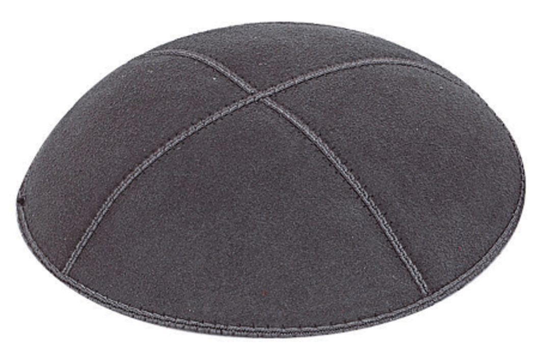 Dark Gray Suede Kippah, Jewish Skull Cap, with Personalization, Set of 12