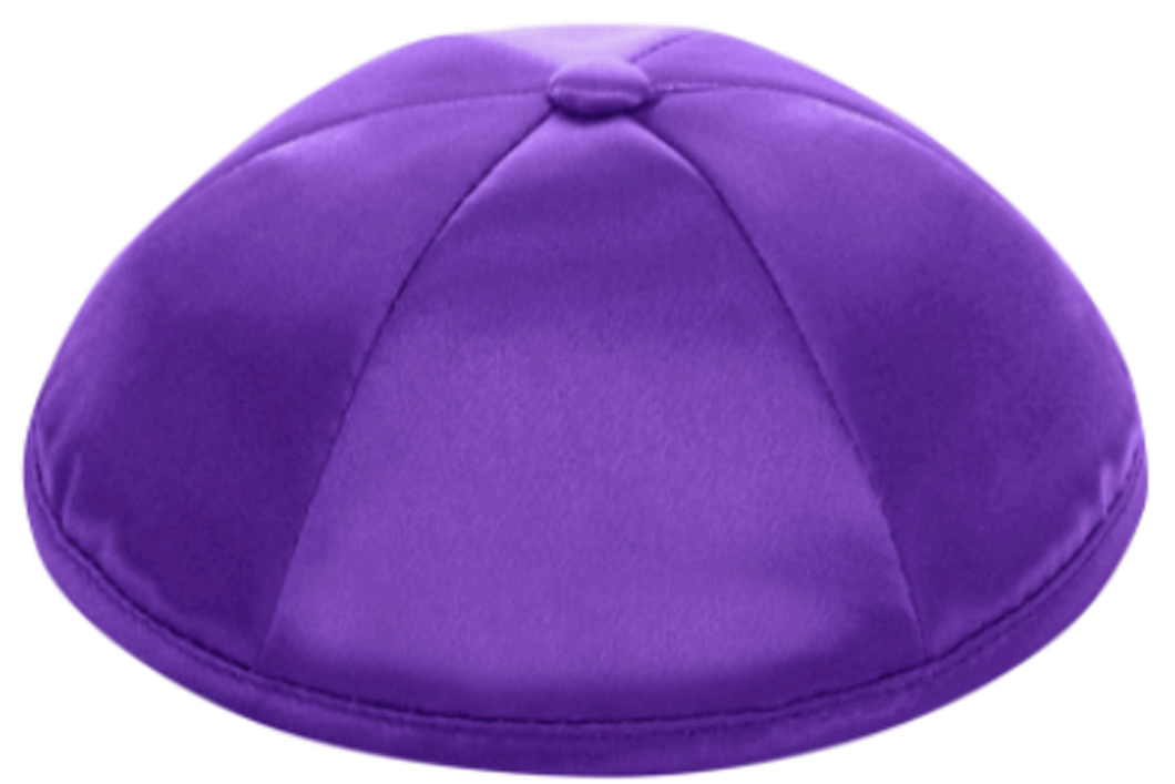 Dark Purple Satin Kippah Skull Cap with Personalization and complimentary clips, Set of 12