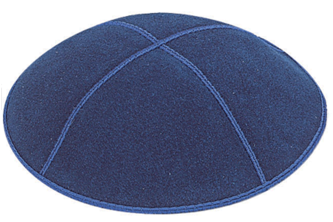 Dark Royal Blue Suede Kippah, Jewish Skull Cap, with Personalization, Set of 12