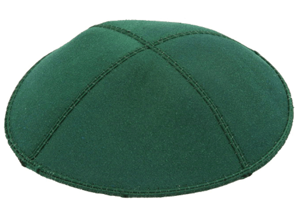 Emerald Green Suede Kippah, Jewish Skull Cap, with Personalization, Set of 12