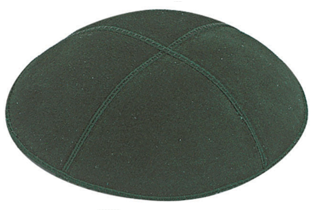 Forest Green Suede Kippah, Jewish Skull Cap, with Personalization, Set of 12