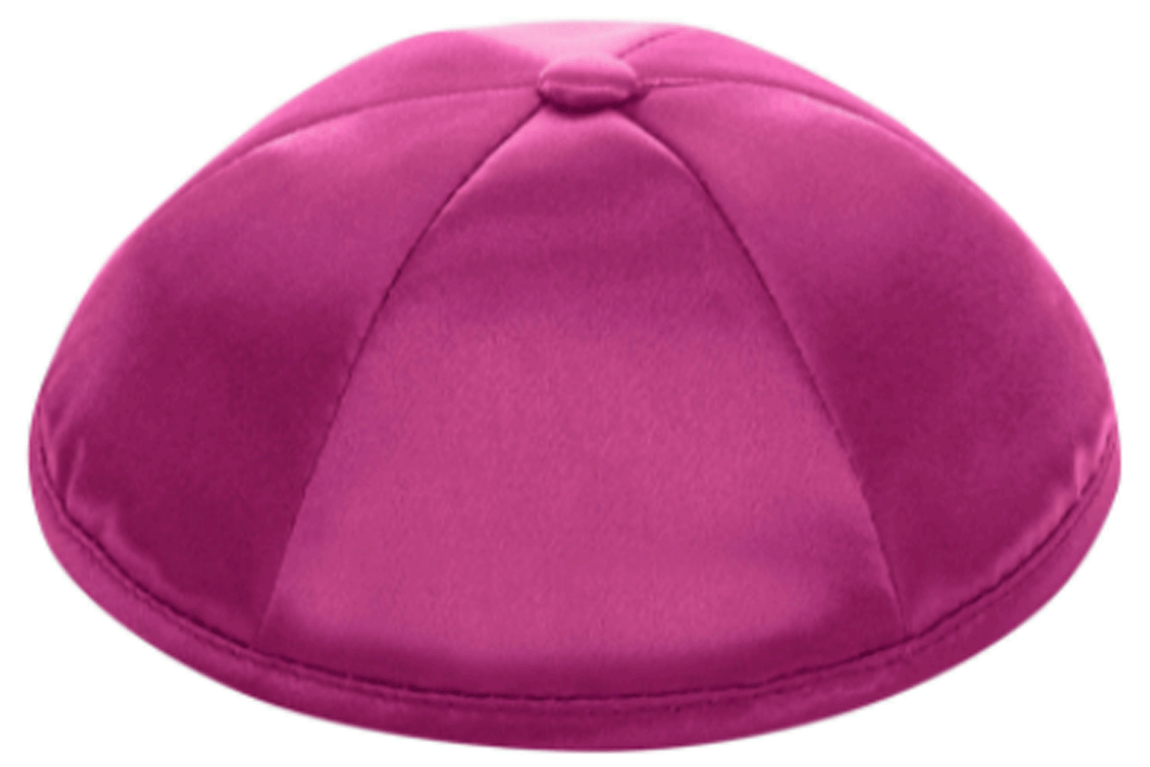 Fuchsia Satin Kippah Skull Cap with Personalization and complimentary clips, Set of 12