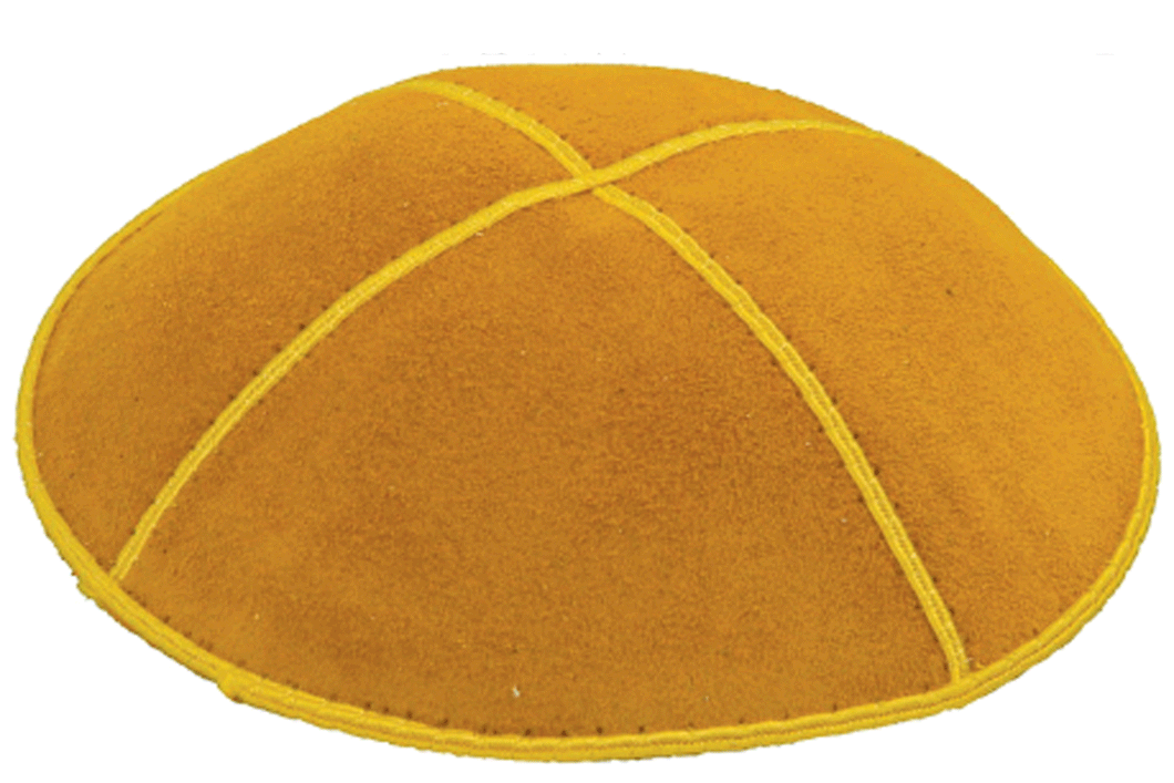 Gold Suede Kippah, Jewish Skull Cap, with Personalization, Set of 12