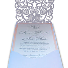 Load image into Gallery viewer, White Shimmer Laser Cut Wedding Invitation
