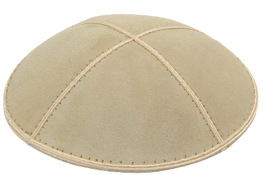 Ivory Suede Kippah, Jewish Skull Cap, with Personalization, Set of 12