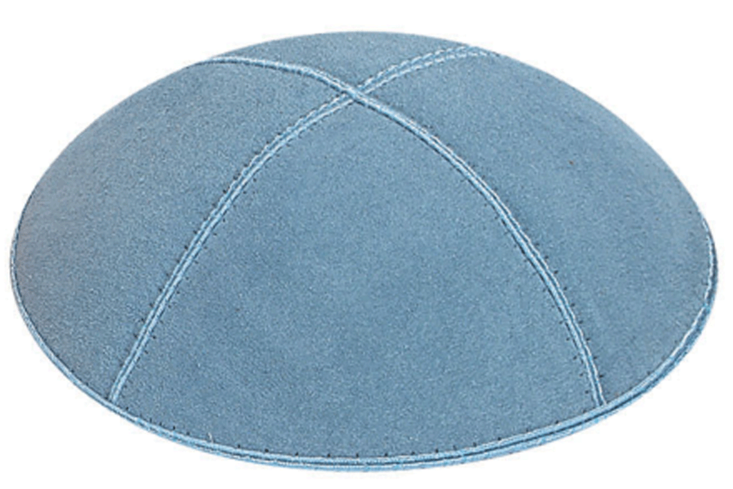 Light Blue Suede Kippah, Jewish Skull Cap, with Personalization, Set of 12