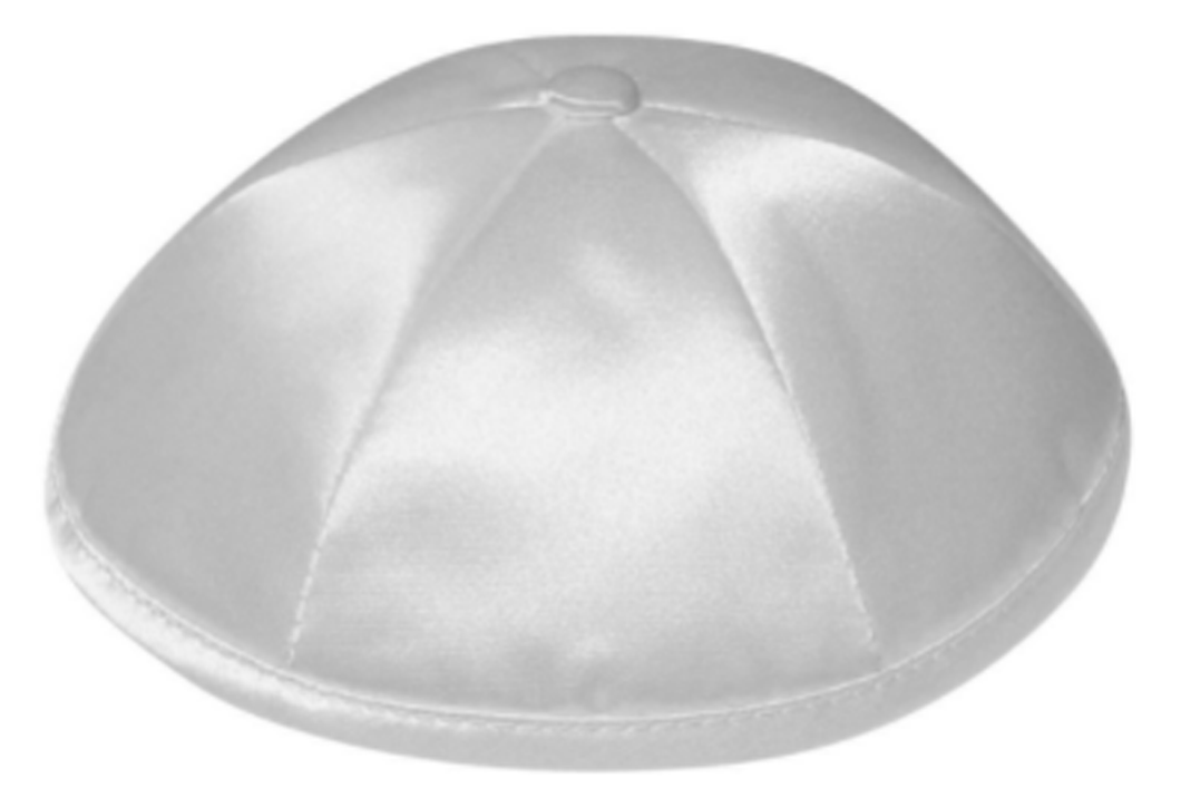 Light Gray Satin Kippah Skull Cap with Personalization and complimentary clips, Set of 12