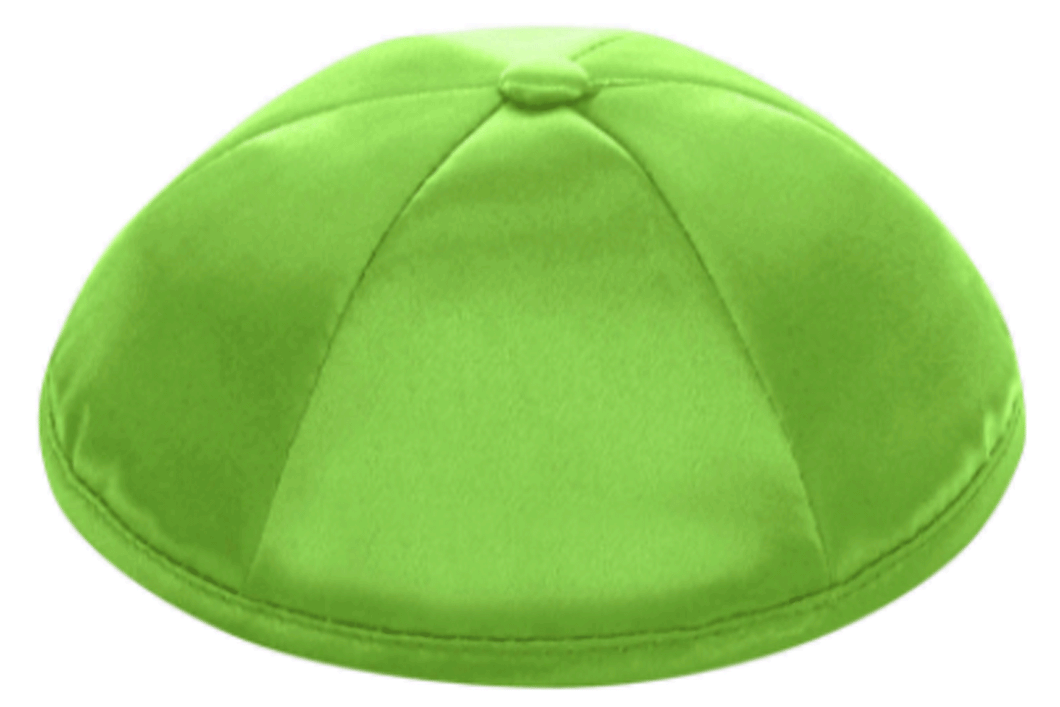 Light Green Satin Kippah Skull Cap with Personalization and complimentary clips, Set of 12