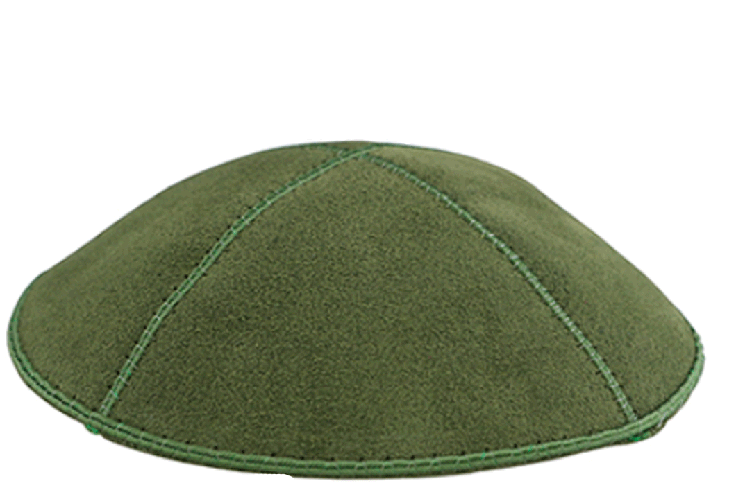 Light Green Suede Kippah, Jewish Skull Cap, with Personalization, Set of 12
