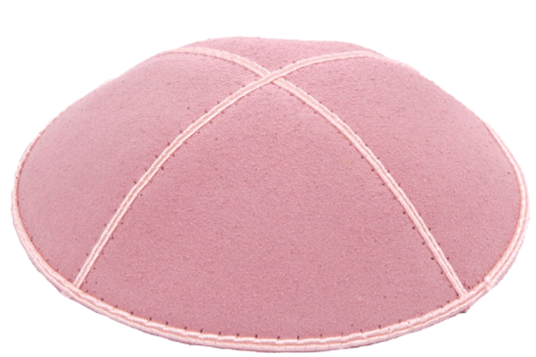 Light Pink Suede Kippah, Jewish Skull Cap, with Personalization, Set of 12