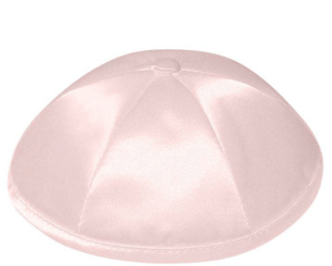 Light Pink Satin Kippah Skull Cap with Personalization and complimentary clips, Set of 12