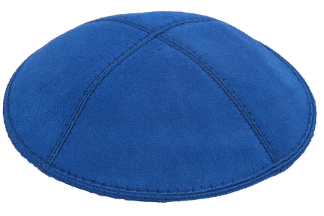 Light Royal Blue Suede Kippah, Jewish Skull Cap, with Personalization, Set of 12