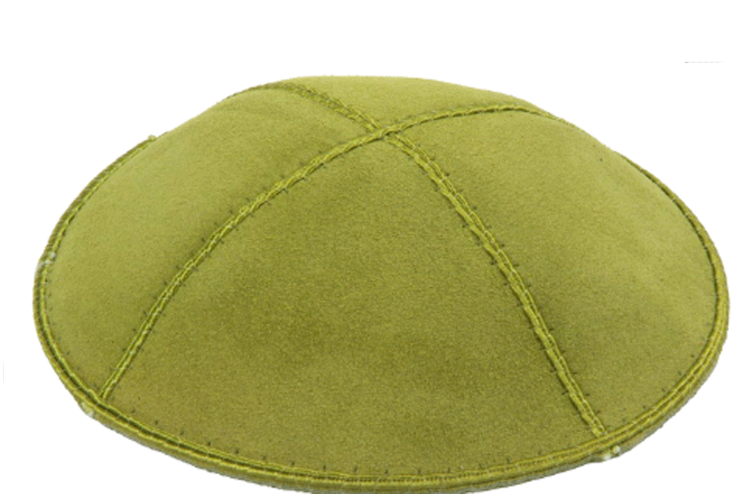 Lime Green Suede Kippah, Jewish Skull Cap, with Personalization, Set of 12