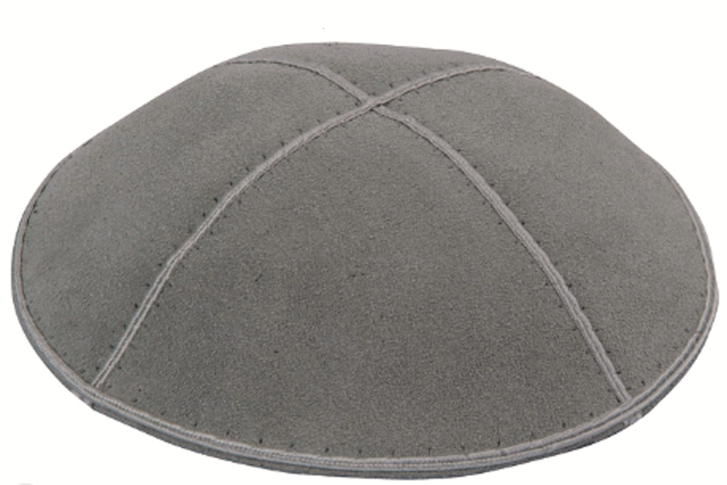 Medium Gray Suede Kippah, Jewish Skull Cap, with Personalization, Set of 12