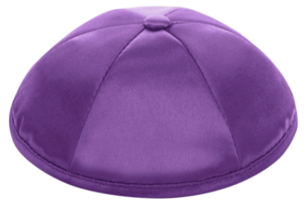 Medium Purple Satin Kippah Skull Cap with Personalization and complimentary clips, Set of 12