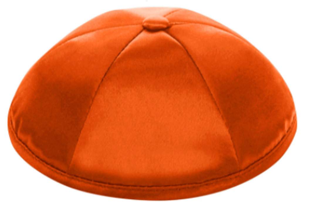 Orange Satin Kippah Skull Cap with Personalization and complimentary clips, Set of 12