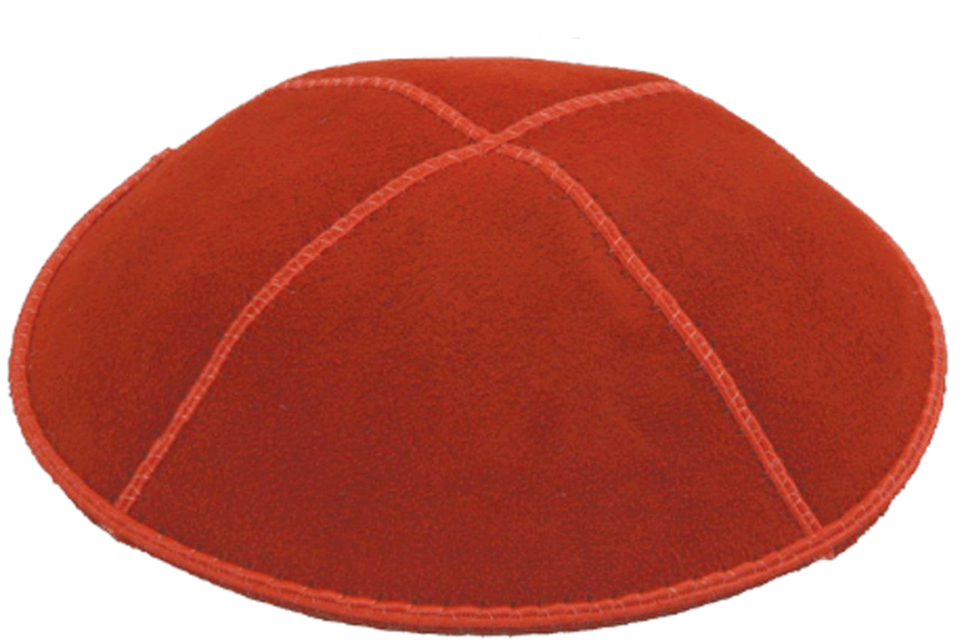 Orange Suede Kippah, Jewish Skull Cap, with Personalization, Set of 12