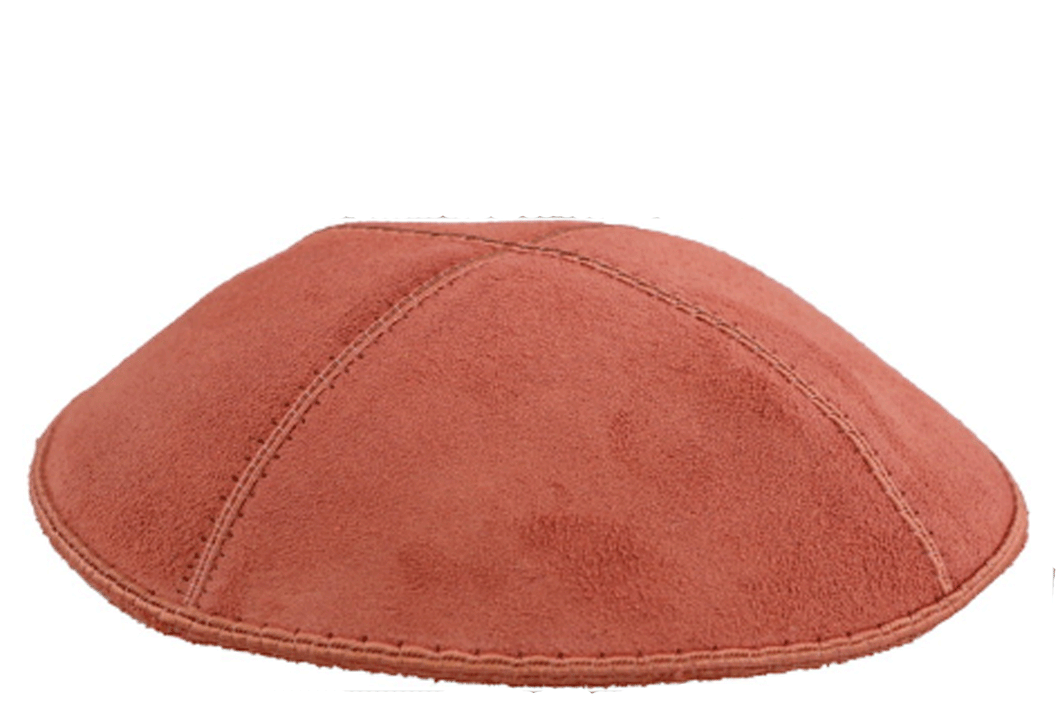 Peach Suede Kippah, Jewish Skull Cap, with Personalization, Set of 12