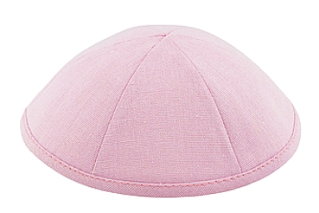 Pink Linen Kippah Jewish Skull Cap with Personalization and complimentary clips, Set of 12